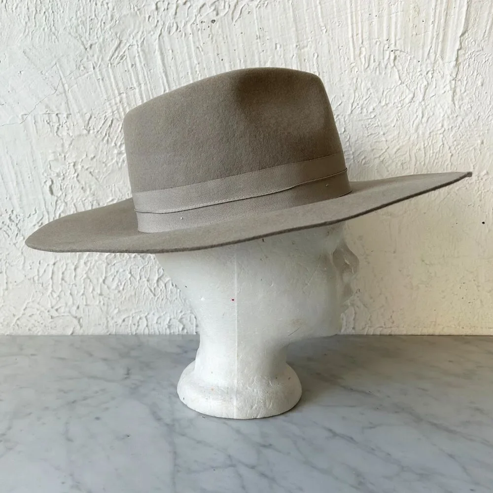 Wyeth Wide Brim Women's Lila Fedora Hat Brown Wool Ribbon Band One Size